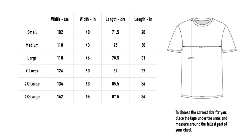 Size chart for Portrait Tee V1 - Black